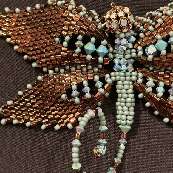 Exquisite Dragonfly RARE brand Vintage Swarovski Crystal Glass Beaded Necklace - Picture 9 of 17